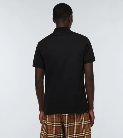 Shop Burberry Tb Monogram Cotton And Silk Polo Shirt In Black