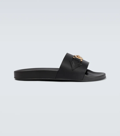 Shop Versace Medusa Slides In Nero-oro