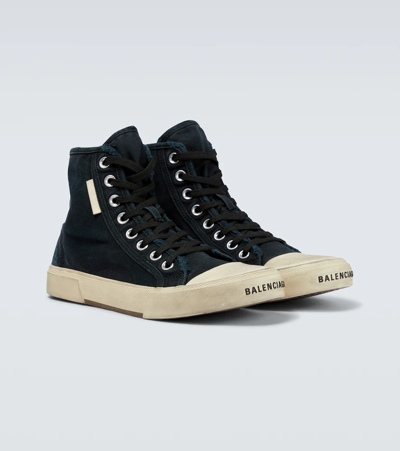Shop Balenciaga Paris High-top Sneakers In Black/white