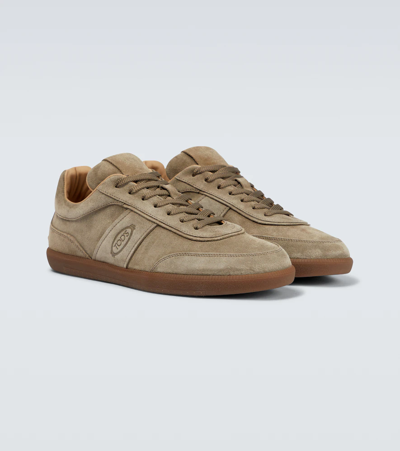 Shop Tod's Tabs Suede Sneakers In Torba+miele