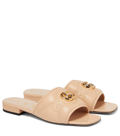 Shop Gucci Gg Matelassé Leather Sandals In Naturale/naturale