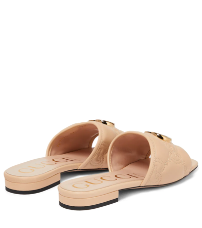 Shop Gucci Gg Matelassé Leather Sandals In Naturale/naturale