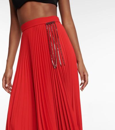 Shop Christopher Kane Embellished Pleated Midi Skirt In Red