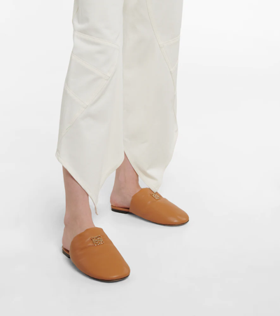 Shop Loewe Anagram Padded Leather Slippers In Warm Desert