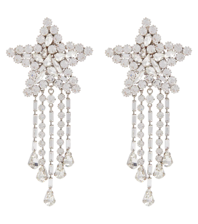 Shop Alessandra Rich Crystal Drop Earrings In Cry-silver