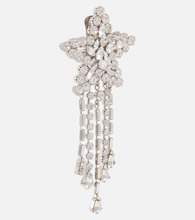 Shop Alessandra Rich Crystal Drop Earrings In Cry-silver