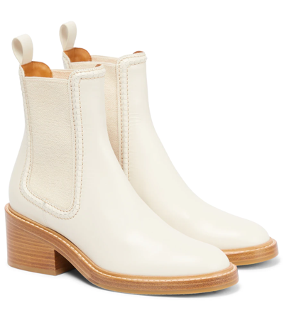 Shop Chloé Mallo Leather Knee-high Boots In Eggshell