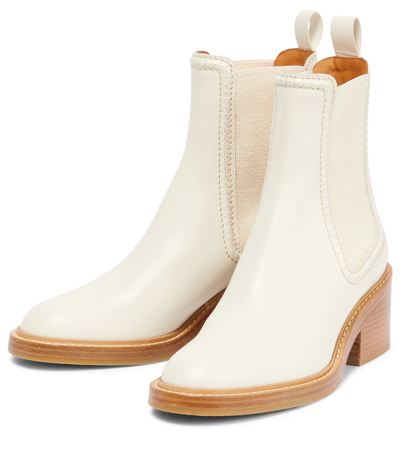 Shop Chloé Mallo Leather Knee-high Boots In Eggshell