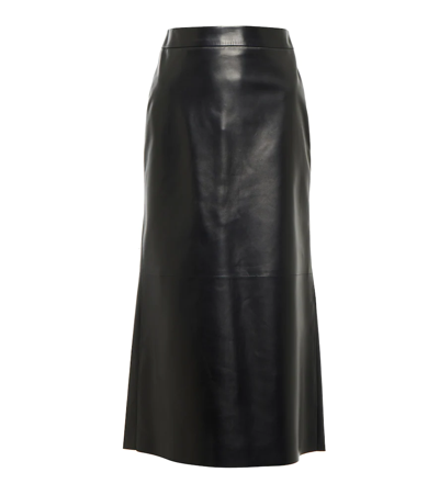 Shop Alexander Mcqueen Leather Midi Skirt In 1000