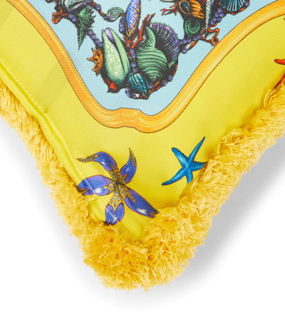 Shop Versace Trésor De La Mer Silk Cushion In Yellow+multicolor