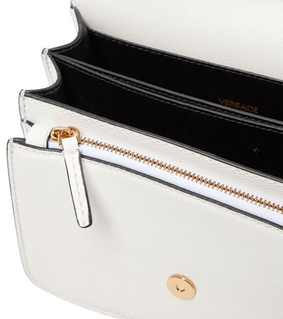 Shop Versace La Medusa Leather Shoulder Bag In Optical White- Gold