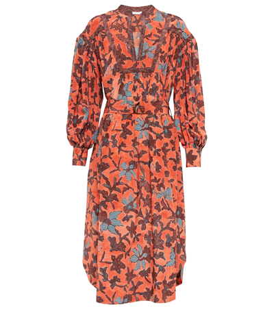 Shop Ulla Johnson Taiana Floral Printed Midi Dress In Amaryllis