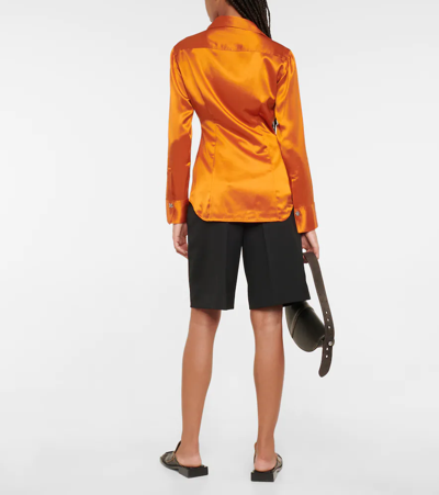Shop Acne Studios Satin Shirt In Rust Orange