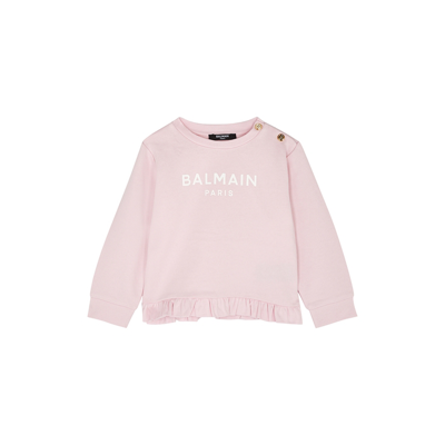 Shop Balmain Kids Pink Logo Cotton Sweatshirt (12-24 Months)