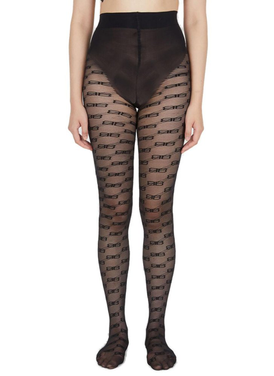 Balenciaga Bb Logo Jacquard Sheer Tights In Black | ModeSens