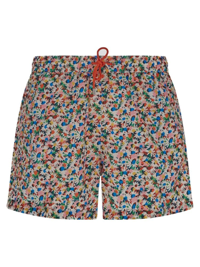 Shop Paul Smith Floral Printed Drawstring Swim Shorts In Multi