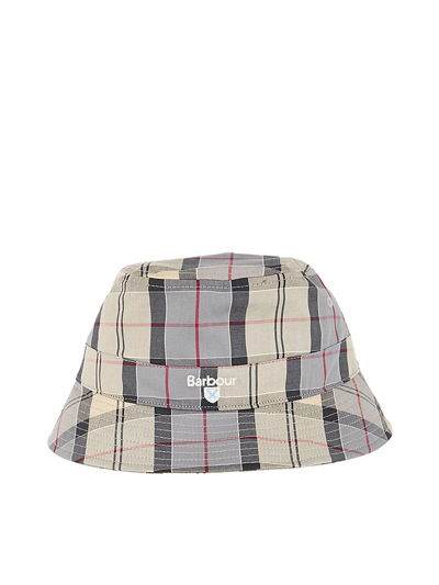 Shop Barbour Logo Embroidered Checked Bucket Hat In Brown