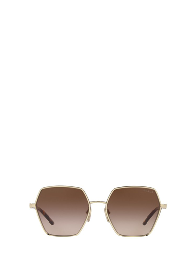 Shop Prada Eyewear Rectangular Frame Sunglasses In Gold