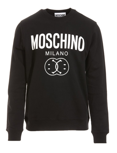 Shop Moschino Logo Printed Crewneck Sweatshirt In Black