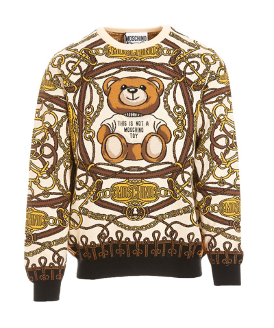 Shop Moschino Teddy Crewneck Sweater In Multi