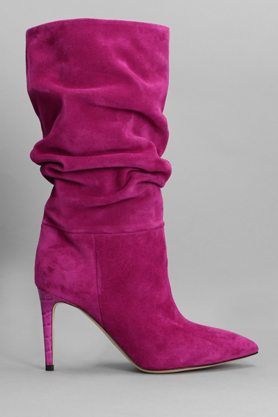Shop Paris Texas High Heels Ankle Boots In Viola Suede