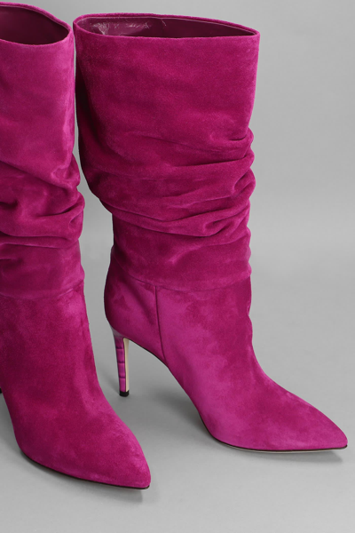 Shop Paris Texas High Heels Ankle Boots In Viola Suede