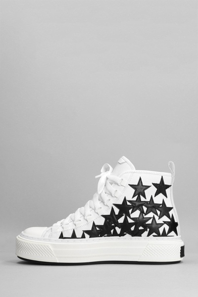 Shop Amiri Stars Court Hi Sneakers In White Canvas