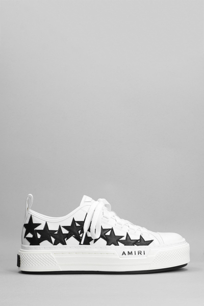 Shop Amiri Stars Court Low Sneakers In White Canvas