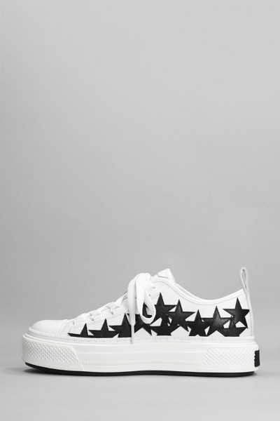 Shop Amiri Stars Court Low Sneakers In White Canvas