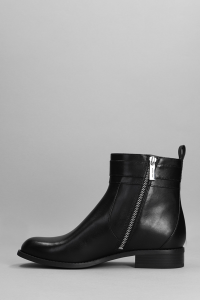 Shop Michael Kors Padma Strap Low Heels Ankle Boots In Black Leather