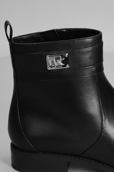 Shop Michael Kors Padma Strap Low Heels Ankle Boots In Black Leather