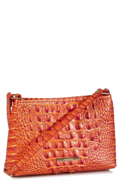 Shop Brahmin Lorelei Croc Embossed Leather Shoulder Bag In Dusty Orange Melbourne