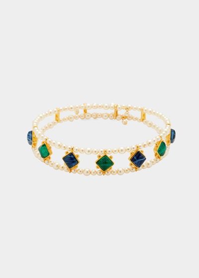 Shop Ben-amun Stone And Pearly Choker Necklace In Multi
