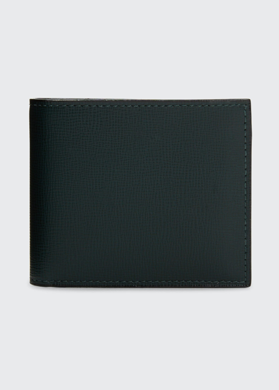 Shop Valextra Men's Leather V-cut Bifold Wallet In Verde