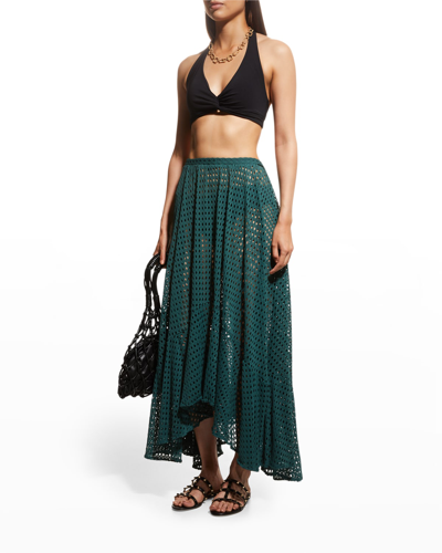 Shop Patbo Netted Beach Handkerchief Skirt In Palace Green