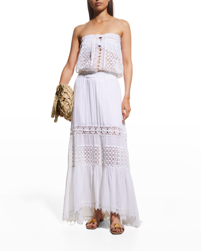 Shop Ramy Brook Kate Strapless Crochet Maxi Dress In White