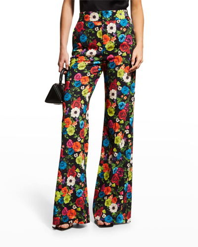 Alice And Olivia Dylan High-waisted Wide-leg Pants In Flower Garden Lg