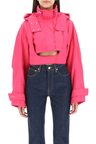 Shop Jacquemus Fresa Cropped Parka In Fuchsia