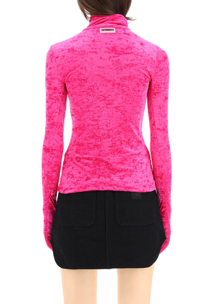 Shop Vetements Chenille Top With Gloves In Fuchsia