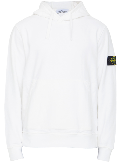 Shop Stone Island White Cotton Hoodie