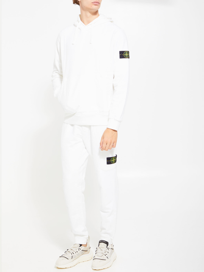 Shop Stone Island White Cotton Hoodie