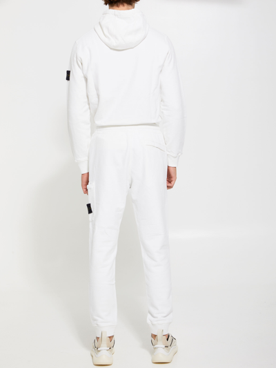 Shop Stone Island White Cotton Hoodie