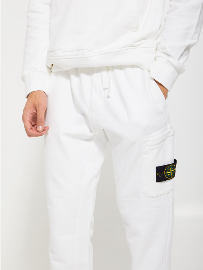 Shop Stone Island White Cotton Hoodie