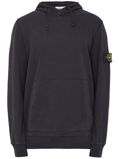 Stone Island Hooded Sweatshirt With Kangaroo Pocketlogo Patch In Black