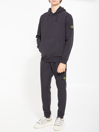 Stone Island Hooded Sweatshirt With Kangaroo Pocketlogo Patch In Black