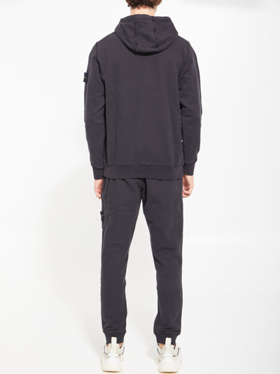 Stone Island Hooded Sweatshirt With Kangaroo Pocketlogo Patch In Black