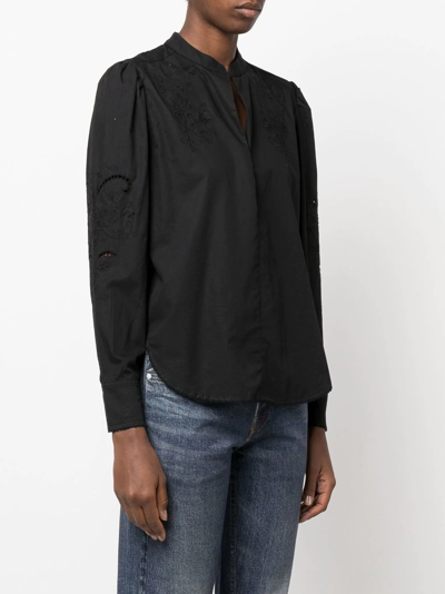 Rag & Bone Jade Embroidered Cotton Blouse In Schwarz