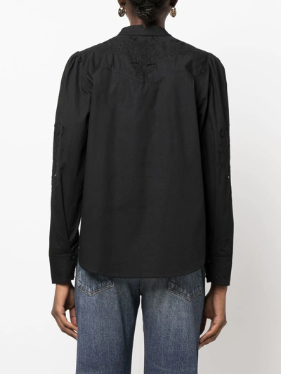 Rag & Bone Jade Embroidered Cotton Blouse In Schwarz