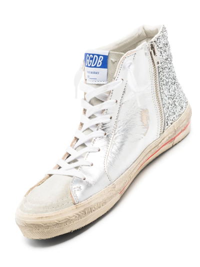 Golden Goose Logo-patch Lace-up Sneakers In Silver
