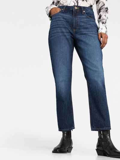 Shop Dkny Cropped Straight-leg Jeans In Blue